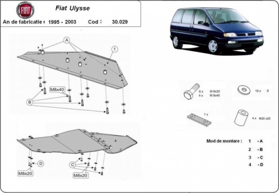 Unterfahrschutz für Motor der Marke Fiat Ulysse