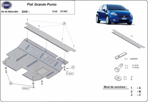 Unterfahrschutz für Motor der Marke Fiat Grande Punto