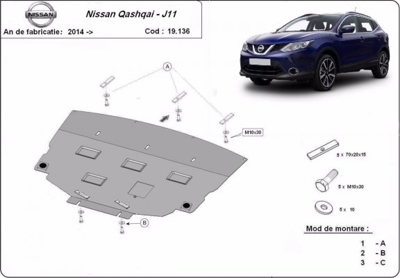 Unterfahrschutz für Motor der Nissan Qashqai J11