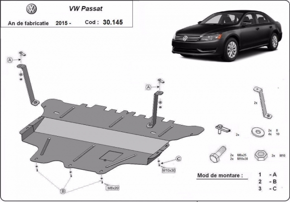 Unterfahrschutz für Motor der Marke VW Passat B8 - Schaltgetriebe