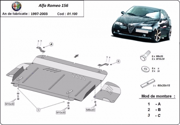 Unterfahrschutz für Motor der Marke Alfa Romeo 156