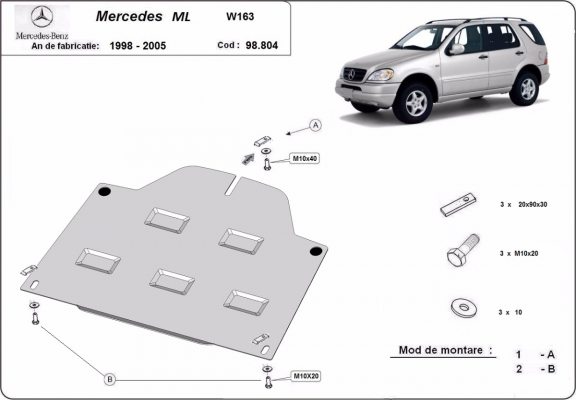 Stahl Differentialschutz für Mercedes ML W163