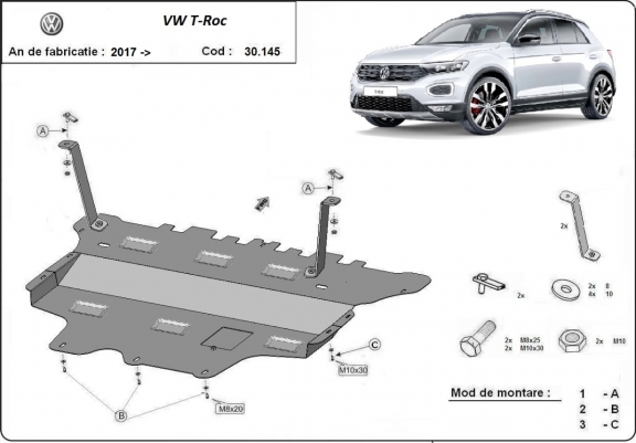 Unterfahrschutz für Motor der Marke Volkswagen T-Roc - Schaltgetriebe