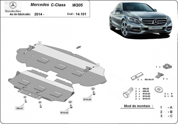 Unterfahrschutz für Motor der Marke Mercedes C-Class W205