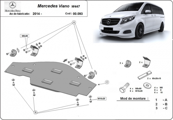 Unterfahrschutz aus Stahl für Stop&Go system Mercedes Viano W447, 4x2, 1.6 D