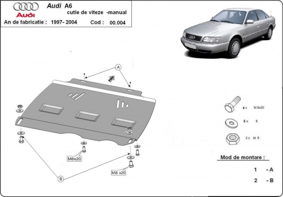 Unterfahrschutz für Schaltgetriebe aus Stahl für   Audi A6