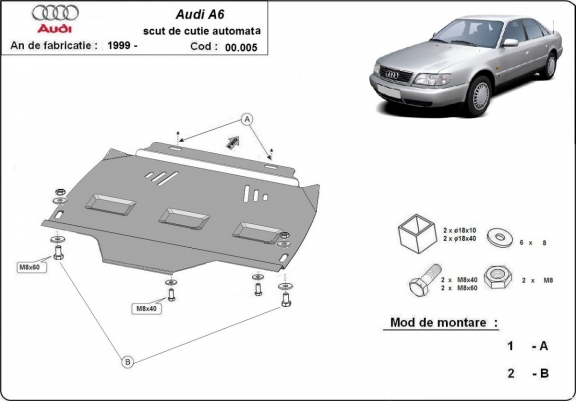 Unterfahrschutz aus Stahl für Automatikgetriebe der Marke Audi A6