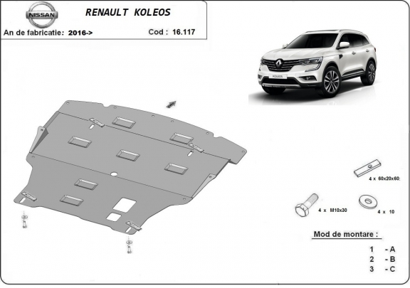 Unterfahrschutz für Motor der Marke Renault Koleos