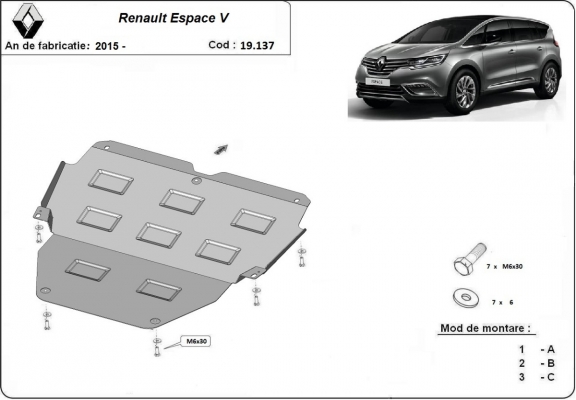 Unterfahrschutz für Motor der Marke Renault Espace 5