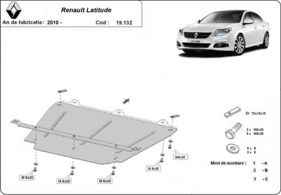 Unterfahrschutz für Motor der Marke Renault Latitude