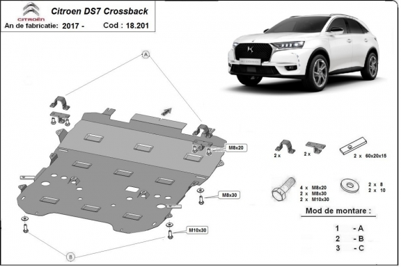 Unterfahrschutz für Motor der Marke Citroen DS7 Crossback