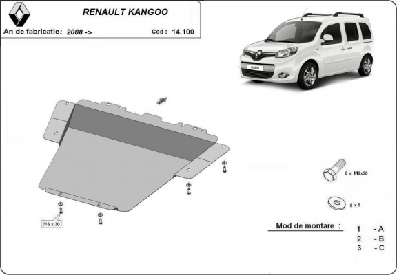 Unterfahrschutz für Motor der Marke Renault Kangoo