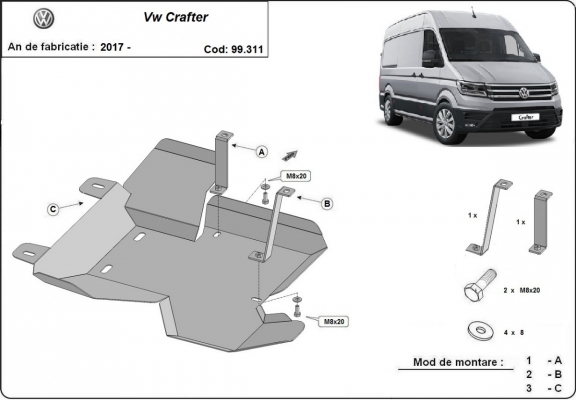 Stahlschutz für AdBluetank der Marke Volkswagen Crafter / 18 L
