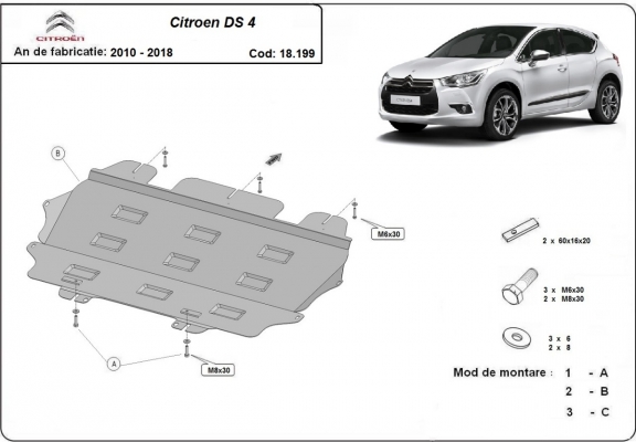 Unterfahrschutz für Motor der Marke Citroen DS4
