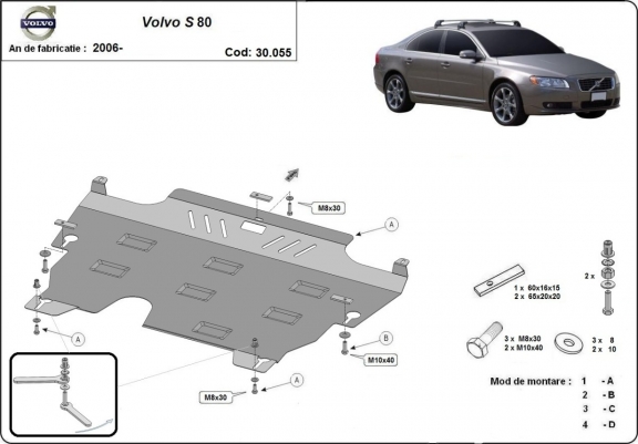 Unterfahrschutz für Motor und Getriebe aus Stahl für  Volvo S80
