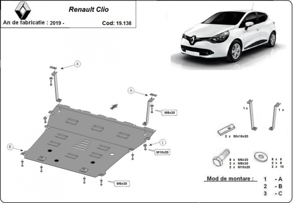 Unterfahrschutz für Motor der Marke Renault Clio 5