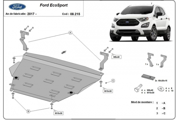 Unterfahrschutz für Motor und Getriebe aus Stahl für Ford EcoSport