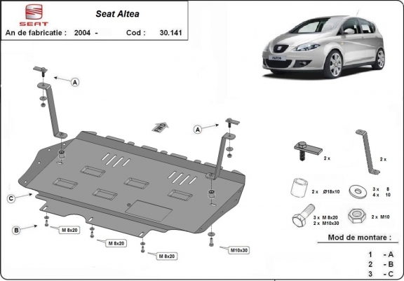 Unterfahrschutz für Motor der Marke Seat Altea