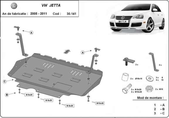 Unterfahrschutz für Motor der Marke VW Jetta