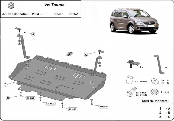 Unterfahrschutz für Motor der Marke Volkswagen Touran
