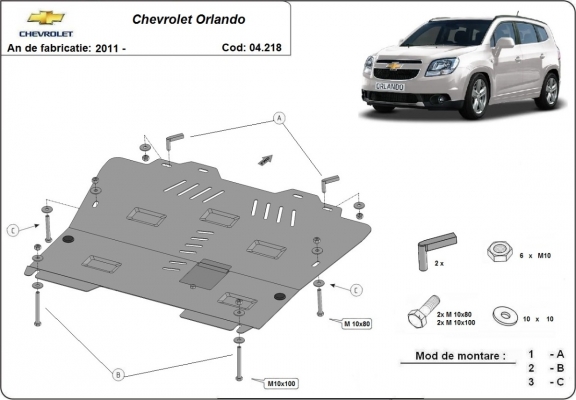 Unterfahrschutz für Motor der Marke Chevrolet Orlando