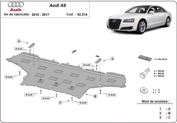 Unterfahrschutz für Motor der Marke Audi A8