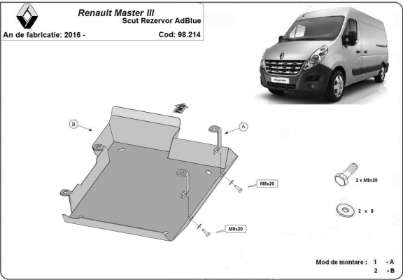 Stahlschutz für AdBluetank der Marke  Renault Master 3  - Model 2