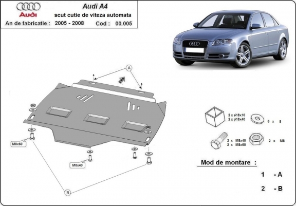 Unterfahrschutz aus Stahl für Automatikgetriebe der Marke Audi A4  B7 All Road
