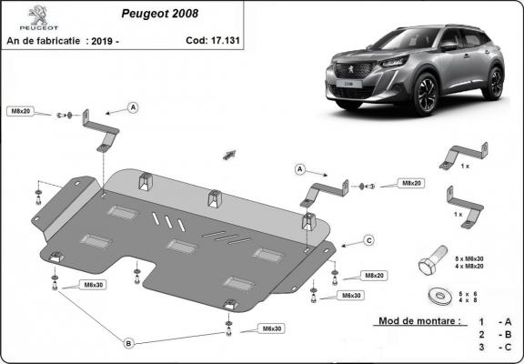 Unterfahrschutz für Motor der Marke Peugeot 2008