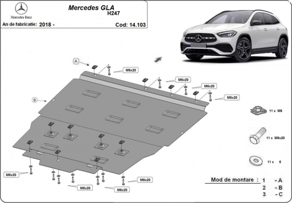 Unterfahrschutz für Motor der Marke Mercedes GLA H247