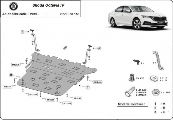 Unterfahrschutz für Motor der Marke Skoda Octavia 4