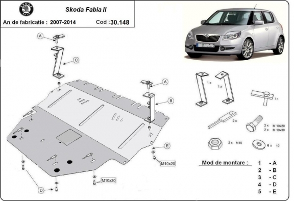 Unterfahrschutz für Motor der Marke Skoda Fabia 2 Diesel