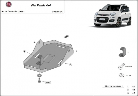 Stahl Differentialschutz für Fiat Panda 4x4
