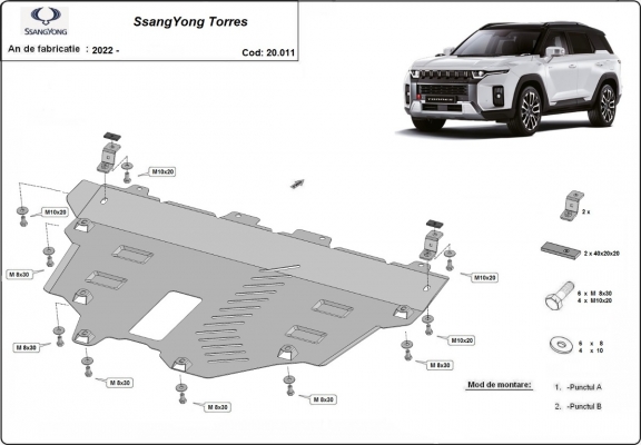 Unterfahrschutz für Motor der Ssangyong Torres