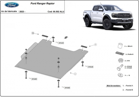 Aluminium Unterfahrschutz für Verteilergetriebe Ford Ranger Raptor