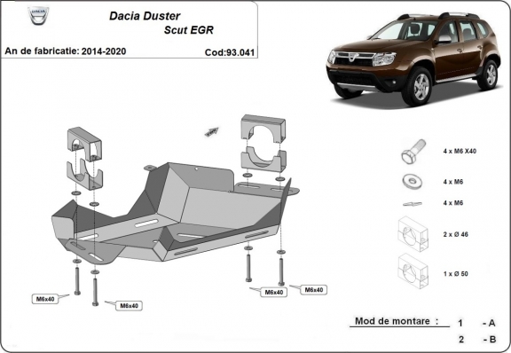Stahlschutz für AGR-Ventil der Marke  Dacia Duster