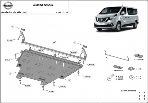 Unterfahrschutz für Motor der Marke Nissan NV300