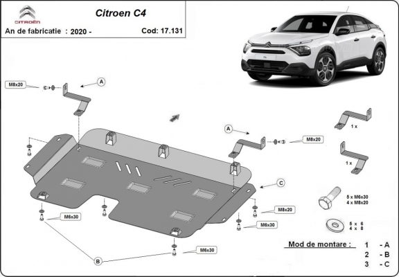 Unterfahrschutz für Motor der Marke Citroen C4