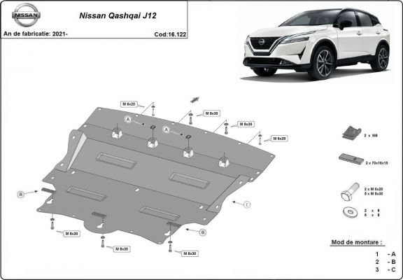 Unterfahrschutz für Motor der Marke Nissan Qashqai J12