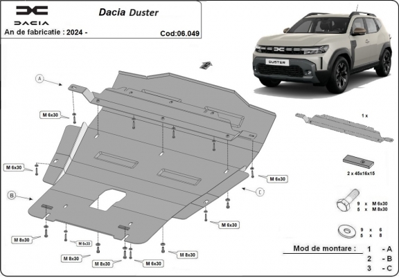 Unterfahrschutz für Motor der Marke Dacia Duster - 4x4