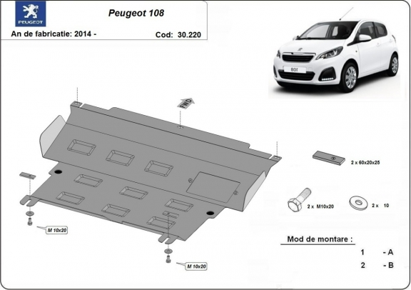 Unterfahrschutz für Motor der Marke Peugeot 108