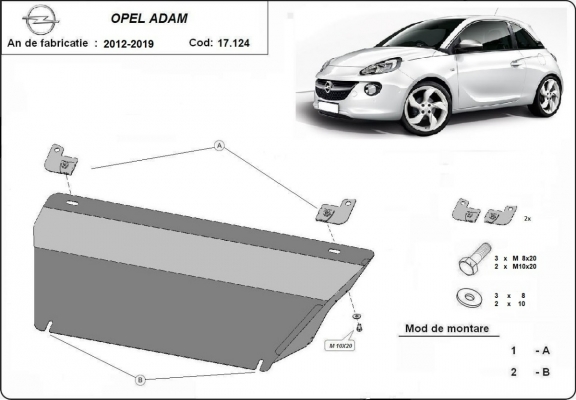 Unterfahrschutz für Motor der Marke Opel Adam