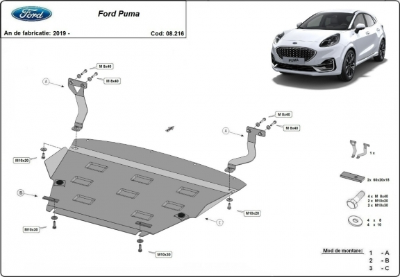 Unterfahrschutz für Motor der Marke Ford Puma