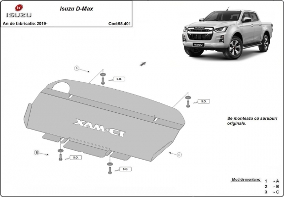Kühlerschutz für unten aus Stahl für Isuzu D-Max