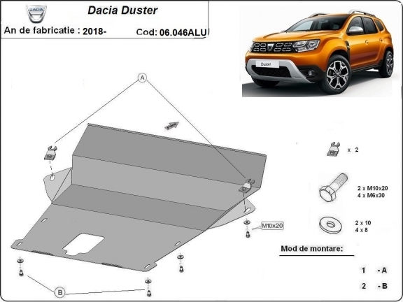 Aluminium Unterfahrschutz für Motor der Marke Dacia Duster