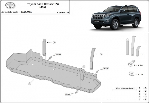 Stahlschutz für Treibstofftank der Marke Toyota Land Cruiser J150