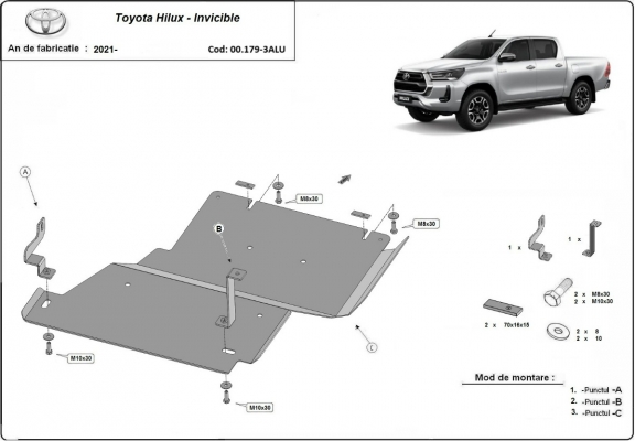 Aluminium Differentialschutz für Toyota Hilux Invincible
