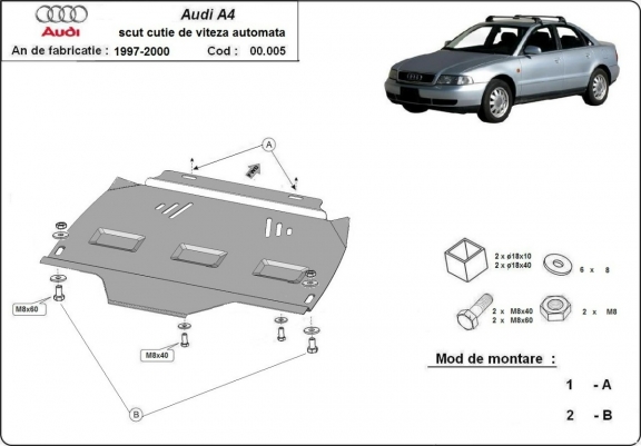 Unterfahrschutz aus Stahl für Automatikgetriebe der Marke Audi A4  B5
