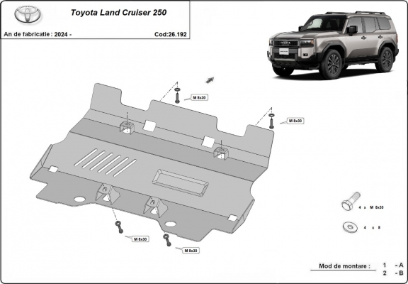 Kühlerschutz für unten aus Stahl für Toyota Land Cruiser 250