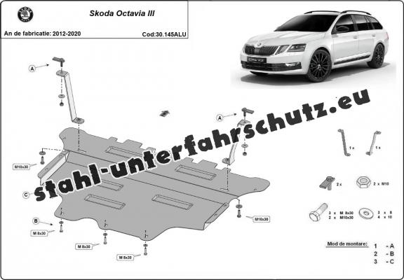 Aluminium Unterfahrschutz für Motor und Getriebe für Skoda Octavia 3 